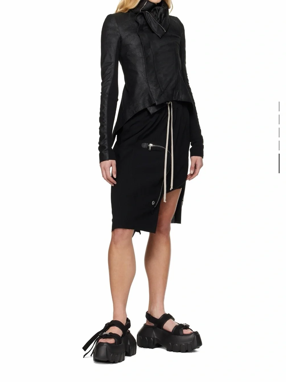 RICK OWENS BLACK HOLLYWOOD MEGA TRACTOR PLATFORM SANDALS